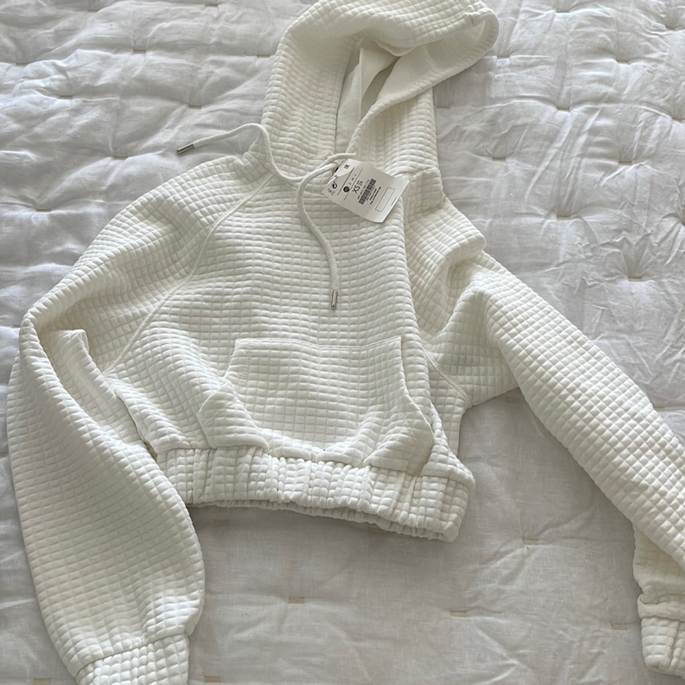 ASOS white crop hoodie